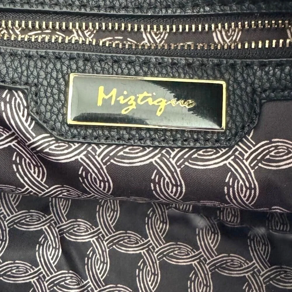 Miztique Satchel Handbag Womens Black Studded Pebbled‎ Vegan Leather Crossbody